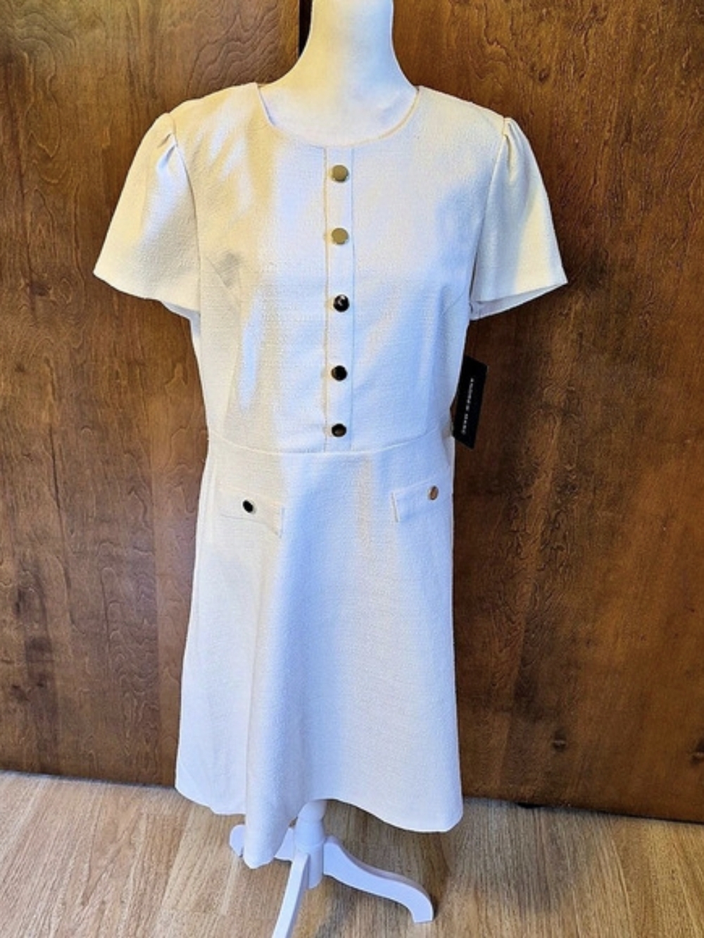 Andrew Marc Button Down Tulip Dress Mini Dress in White Size 12 NWT